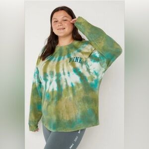 PINK Victoria's Secret Everyday Lounge Oversized Tie-Dye Sweatshirt Green Size S